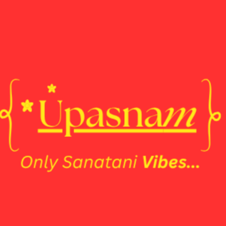 Logo of 'Upasnam' with text 'Only Sanatani Vibes...' on a red background