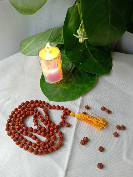 5 Mukhi Rudraksha Mala 7mm - 108+1 Beads
