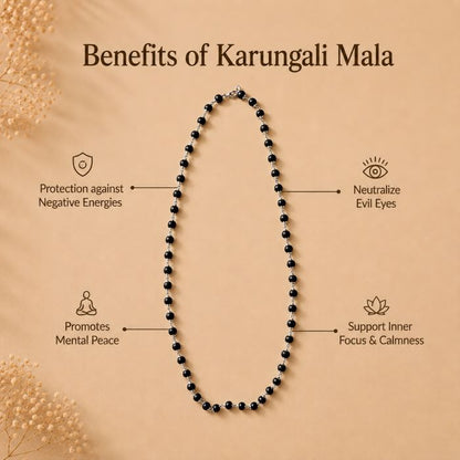 Karungali Silver Cap Mala with FREE Karungali Bracelet